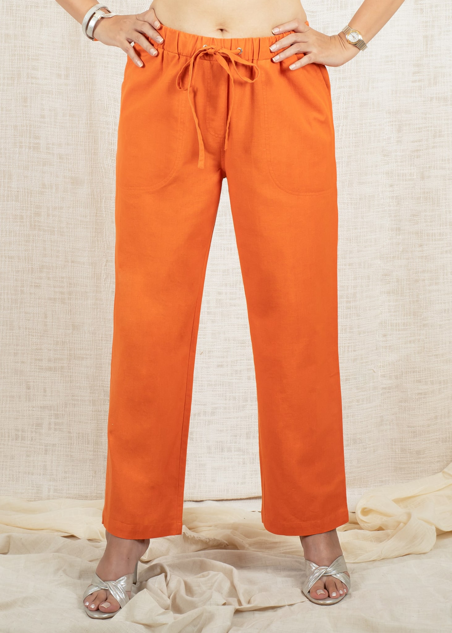 CLASSIC WIDE-LEG TROUSERS, Orange